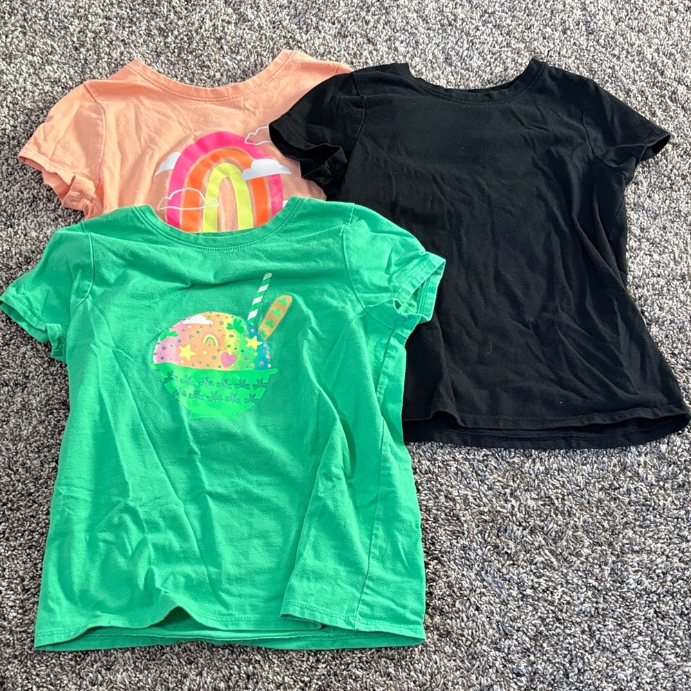 Cat & Jack Kids' T-Shirt Trio - Green, Orange, Black